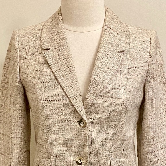Vilano by Gerardo Livornese Vintage Cream Tweed Long Sleeve Lined Jacket Size 8 - Picture 2 of 13